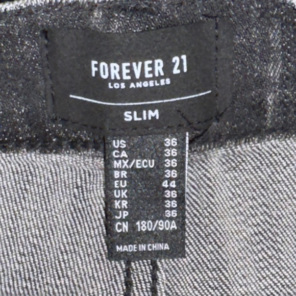 Forever 21 Dark Gray Fade Light Grey Waxed Slim Jeans Men Size 36 - Picture 3 of 3